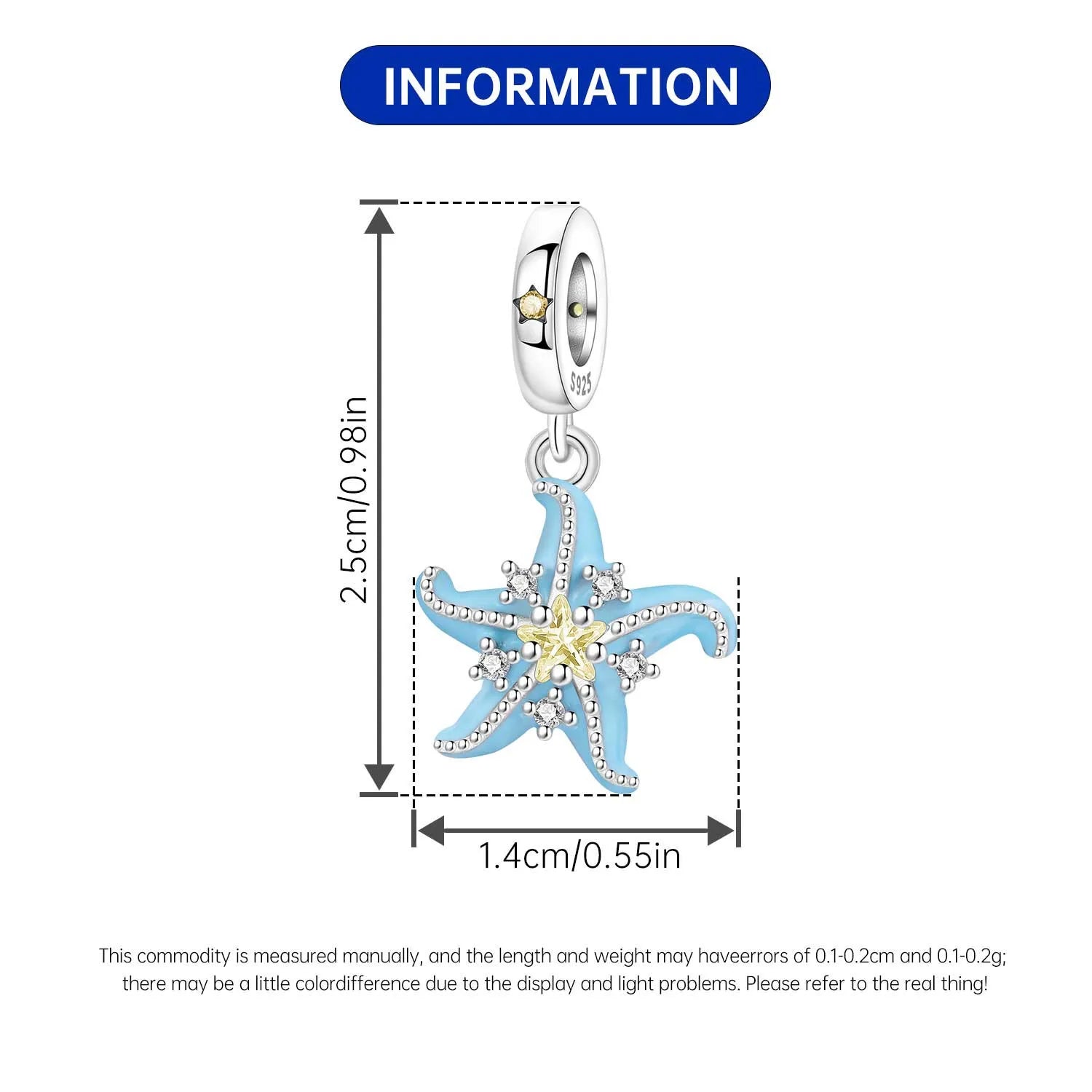 PANPOKI 925 Sterling Silver Sea Star Ocean Pendant Beads Original Pendants Bracelet Charm Jewelry Party DIY Trendy Gifts