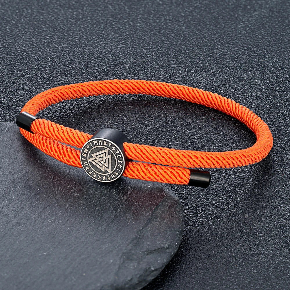 MKENDN 4 mm geflochtenes Seilarmband Unisex wasserdicht nordisches Wikinger-Kompass-Runen-Almut-Armband mit Notfallkontakt-ID personalisierbar