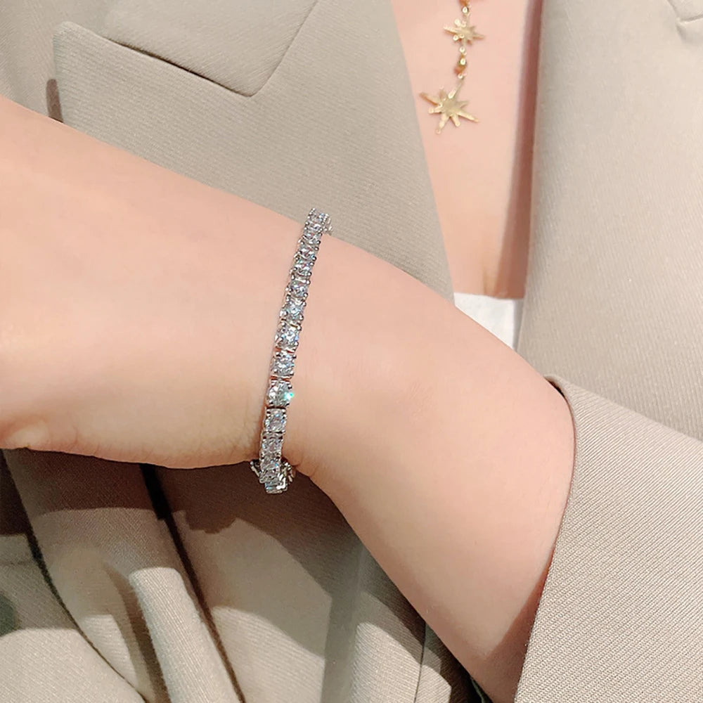 Serenity 3.5mm D Color Moissanite Tennis Bracelet for Women Men Gift S925 Sterling Silver Bracelet Plated 18K Hand Chain Jewelry - Madeinsea©