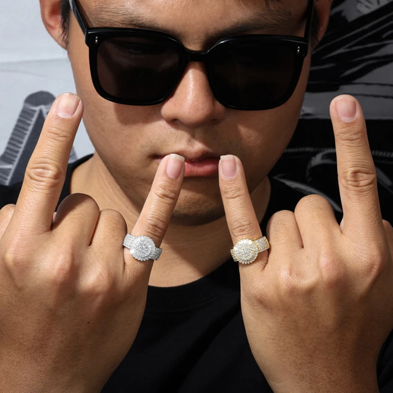 TUHE Unisex  Baguette Moissanite Men Rings Hip Hop Jewelry 925 Silver Rings Ice out VVS1 Moissanite With Certificate Men Rings