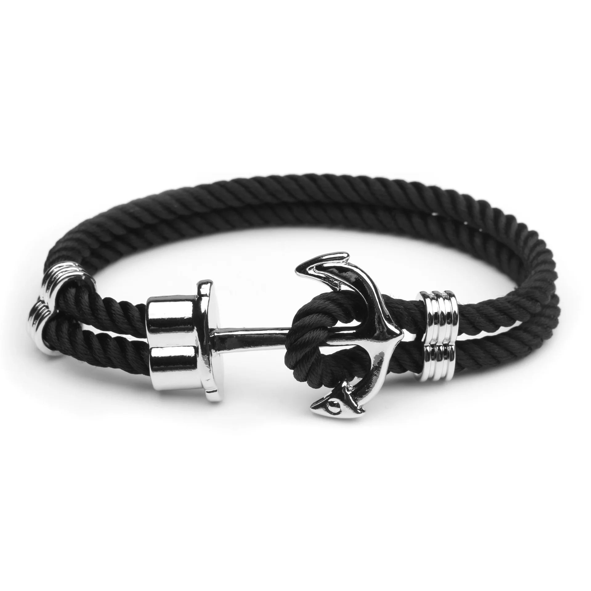 Retro Metal Anchor Bracelet Handmade Woven Double Strand Nautical Surfer Waterproof Rope Couple Jewelry Navy Style - Madeinsea©