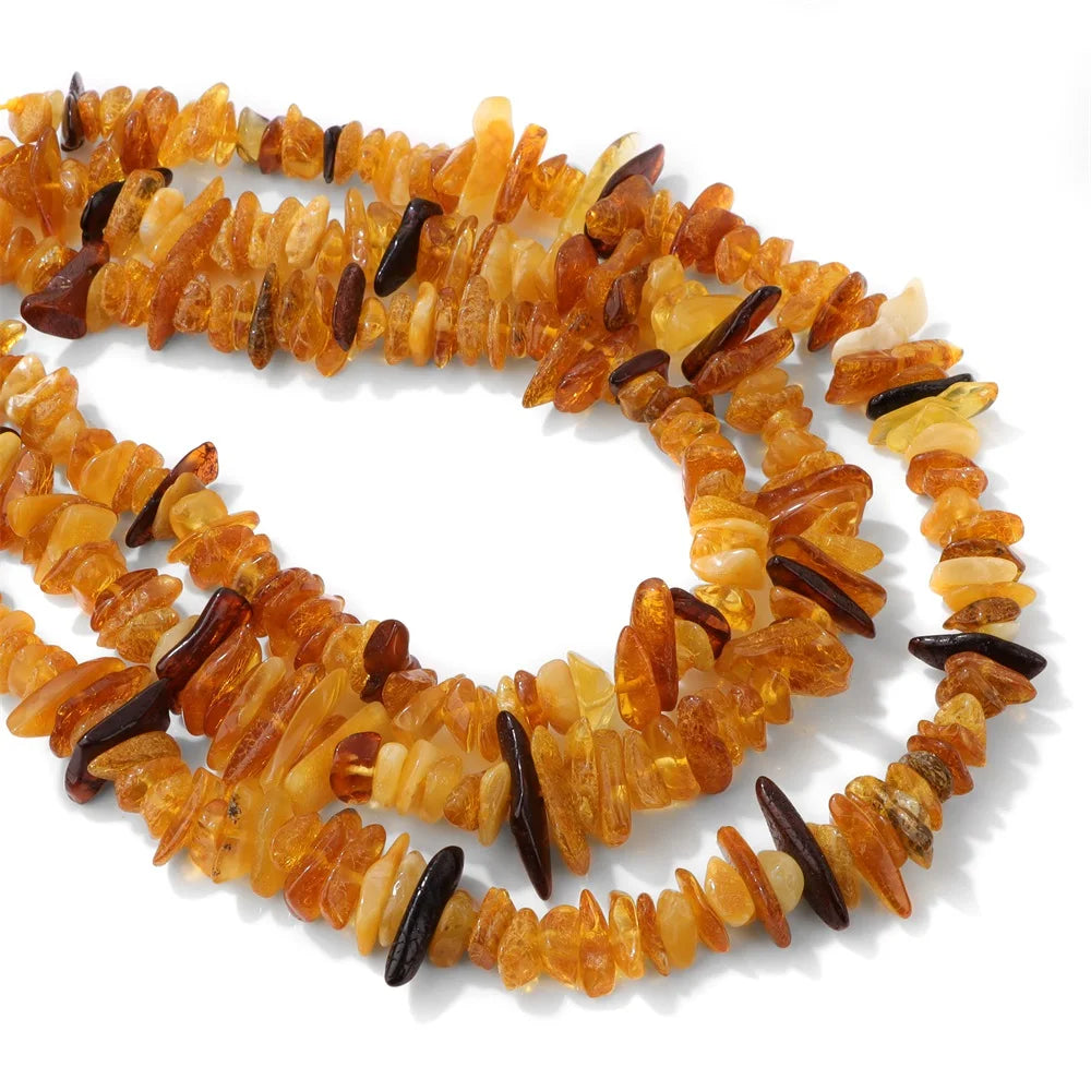 100% Natural Irregular Amber Stone Bead Round Oval Nugget Chips Raw Ambers Beads DIY Bracelet Necklace Jewelry Accessories