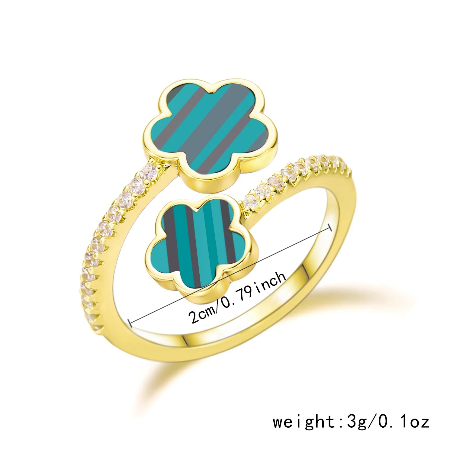 New Elegant Lucky Five Leaf Flower Ring For Women Micro Inlaid Zircon Flowers Adjustable Opening Finger Ring Romantic Jewelry