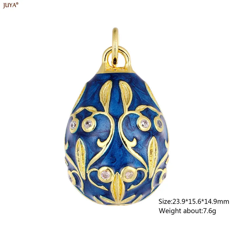 JUYA New 3D Water Drop Pendant Bohemia Type CZ Enamel Charm For DIY Women Necklaces Jewelry Making Accessories