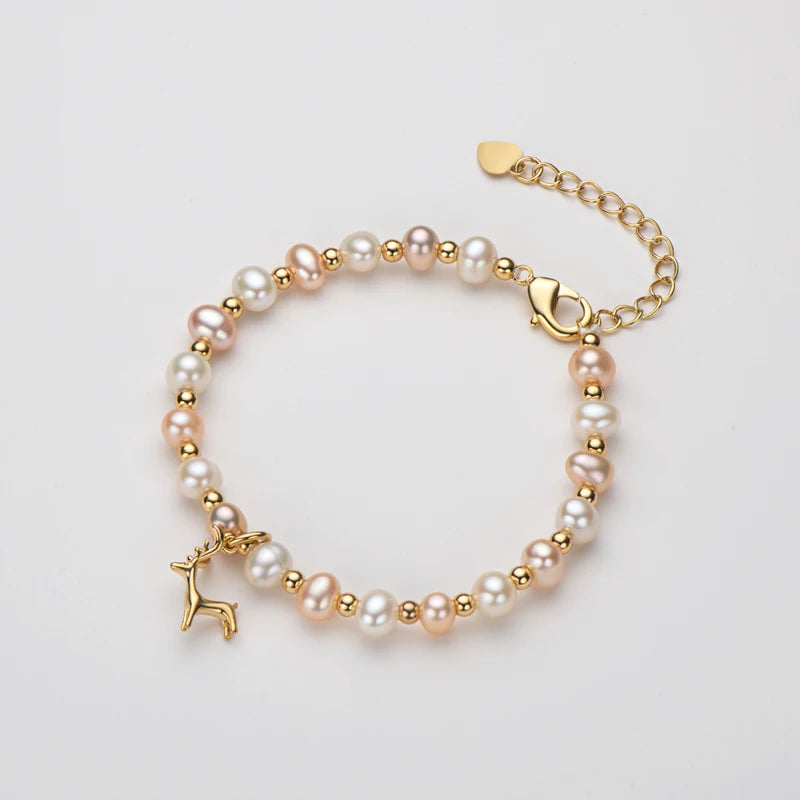 OXTAO Daily Wear 8-9mm Natural Freshwater Pearl Bracelet 925 Silver Adjustable Women'S Elegant Bracelet Jewelry Anniversary Gift