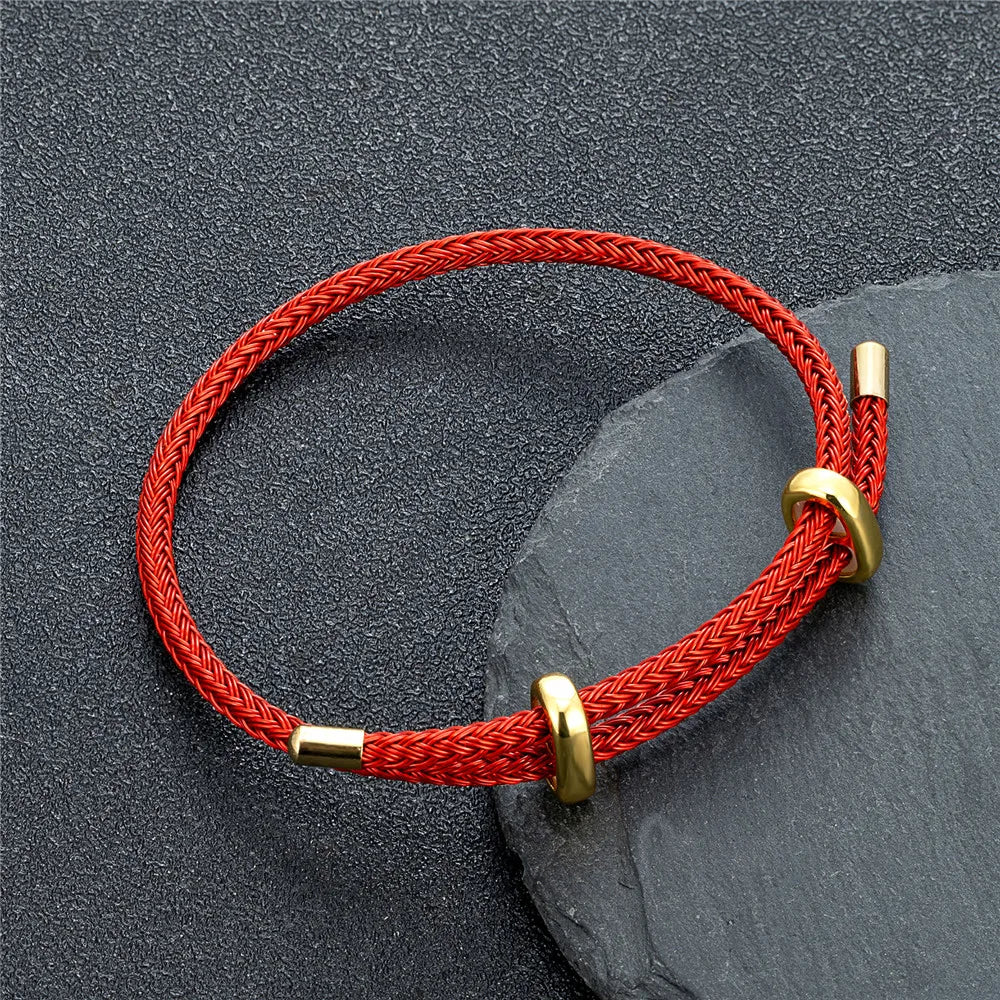 MKENDN Simple Style Men Women DIY Beads Jewelry Non-fading Steel Wire Rope Bracelet Classic Cuff Charm Bracelet for Couple Gifts