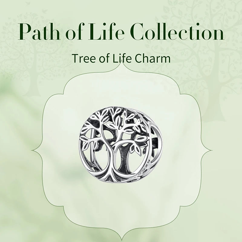 BISAER 925 Sterling Silver Tree of Life Charm Bead Yin Yang Sun Moon Locket Pendant for Women DIY Bracelet Neckalce Fine Jewelry