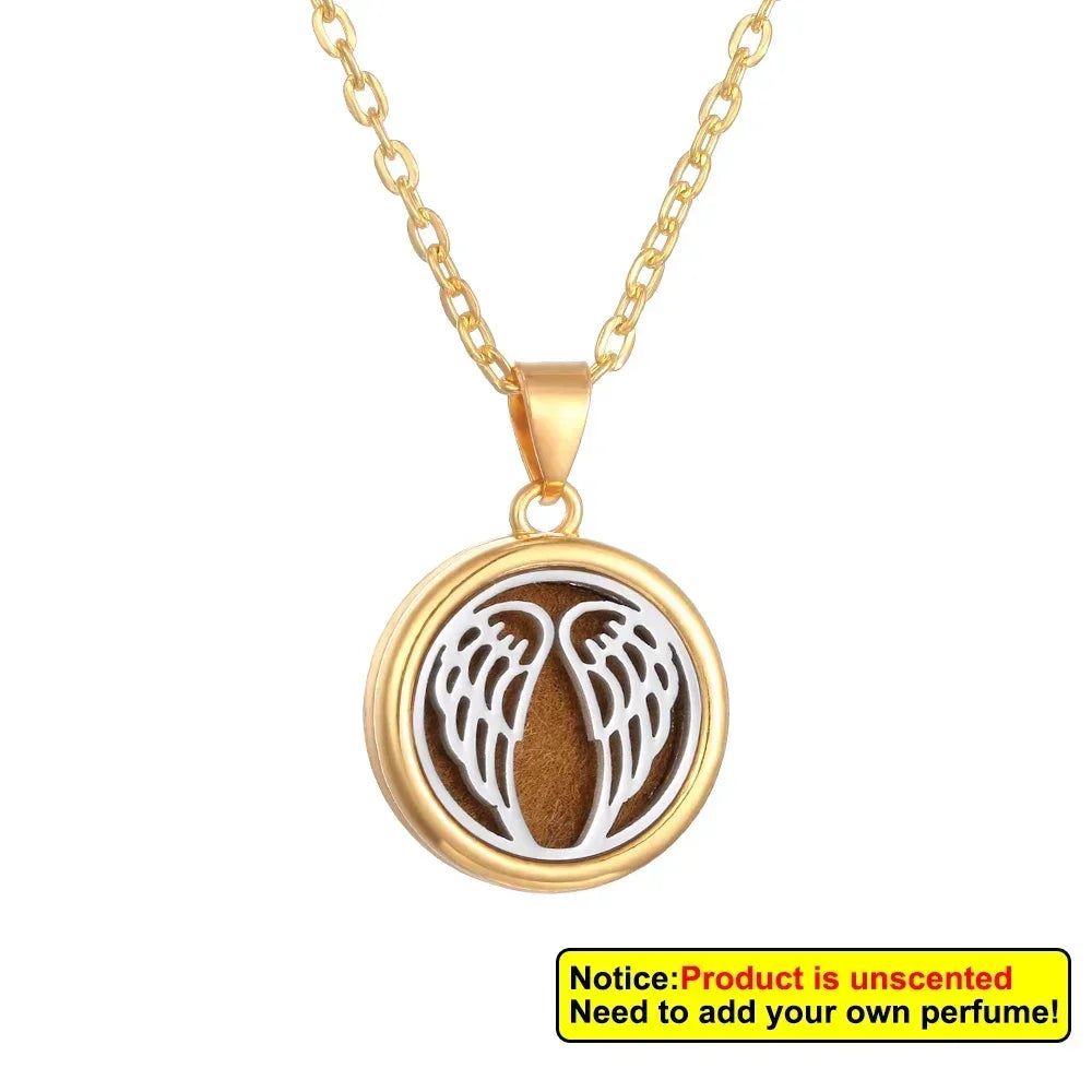 2025 New Tree of Life Aromatherapy Necklace Golden Rose Color Open Locket Scent Aroma Perfume Essential Oil Diffuser Necklace