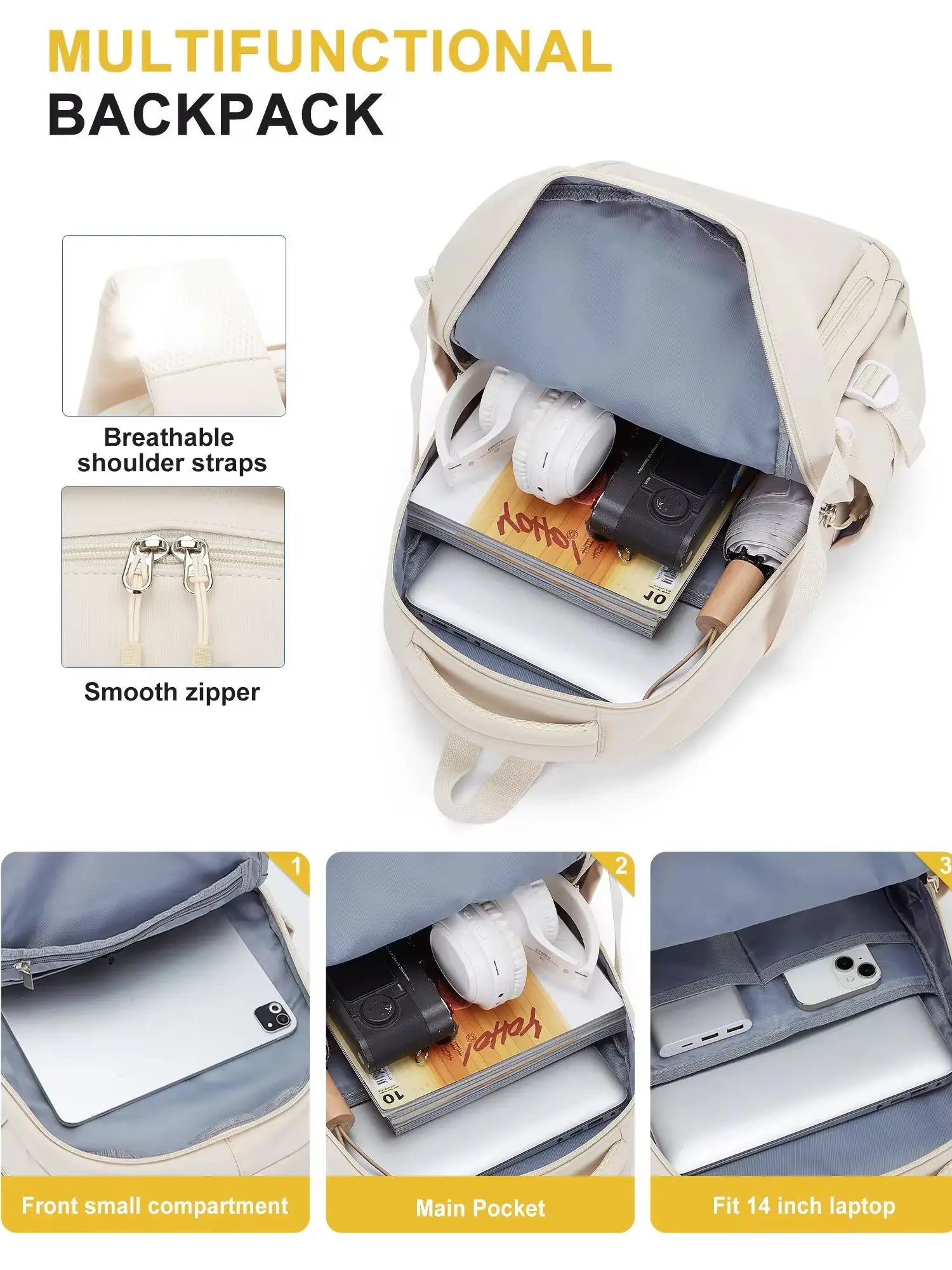 School Backpack for Girl Boy High Capacity Waterproof Teens College Daypack Knapsack Men Women Travel Backpack Laptop Kawaii Bag