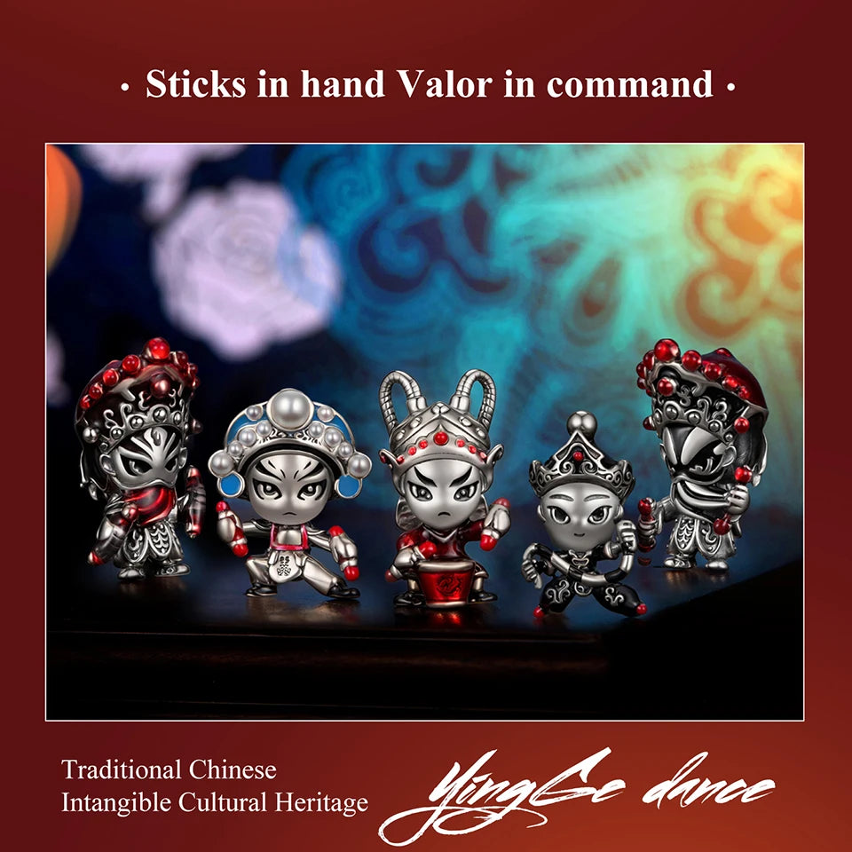 WOSTU New Year Gift S925 Silver Charms Bead Traditional Opera Character Pendants for Bracelet Necklace Jewelry Make Lin Chong