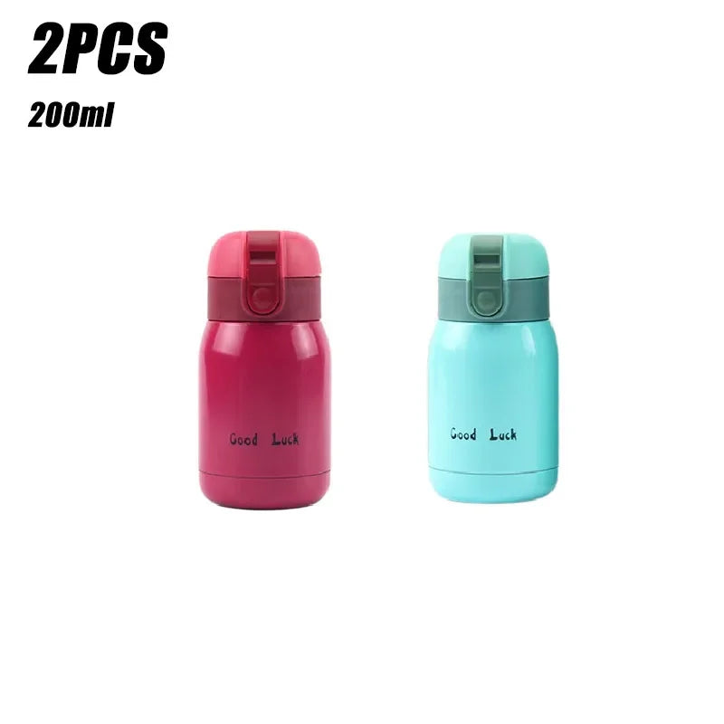 1/2PCS Goodluck Small Cute Mini Thermos Cup MINI Portable Creative Pot Belly Water Cup Pocket Cup with Hand Gift