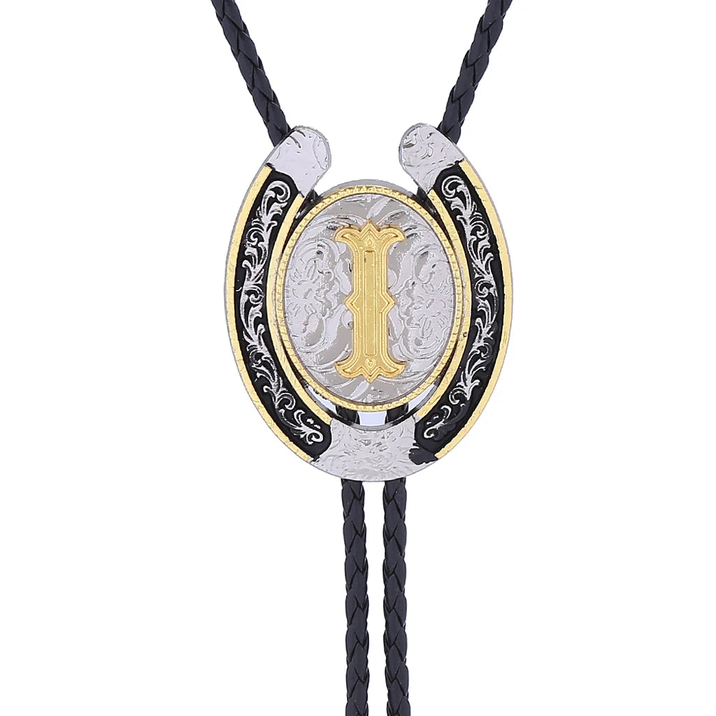 European and American horseshoe letters bolo tie large
