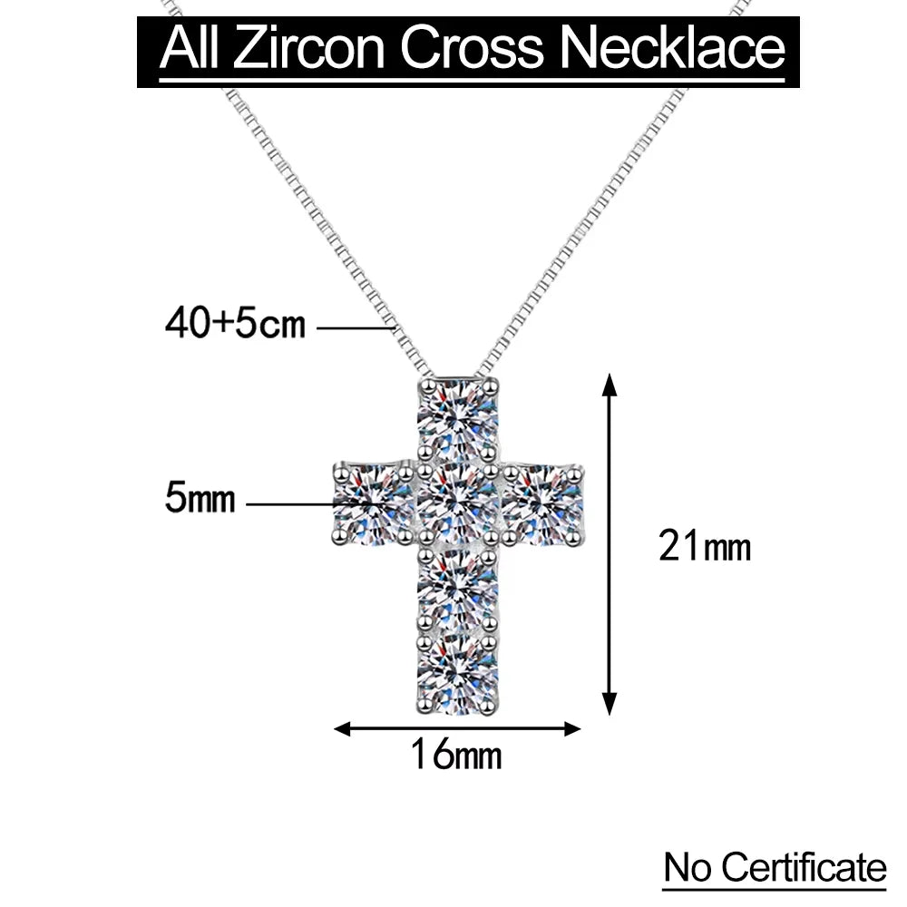 Serenity 4.8ct D Color Moissanite Cross Necklace for Women Gift S925 Sterling Silver Plated 18K Jesus Pendant Neck Chain Jewelry - Madeinsea©