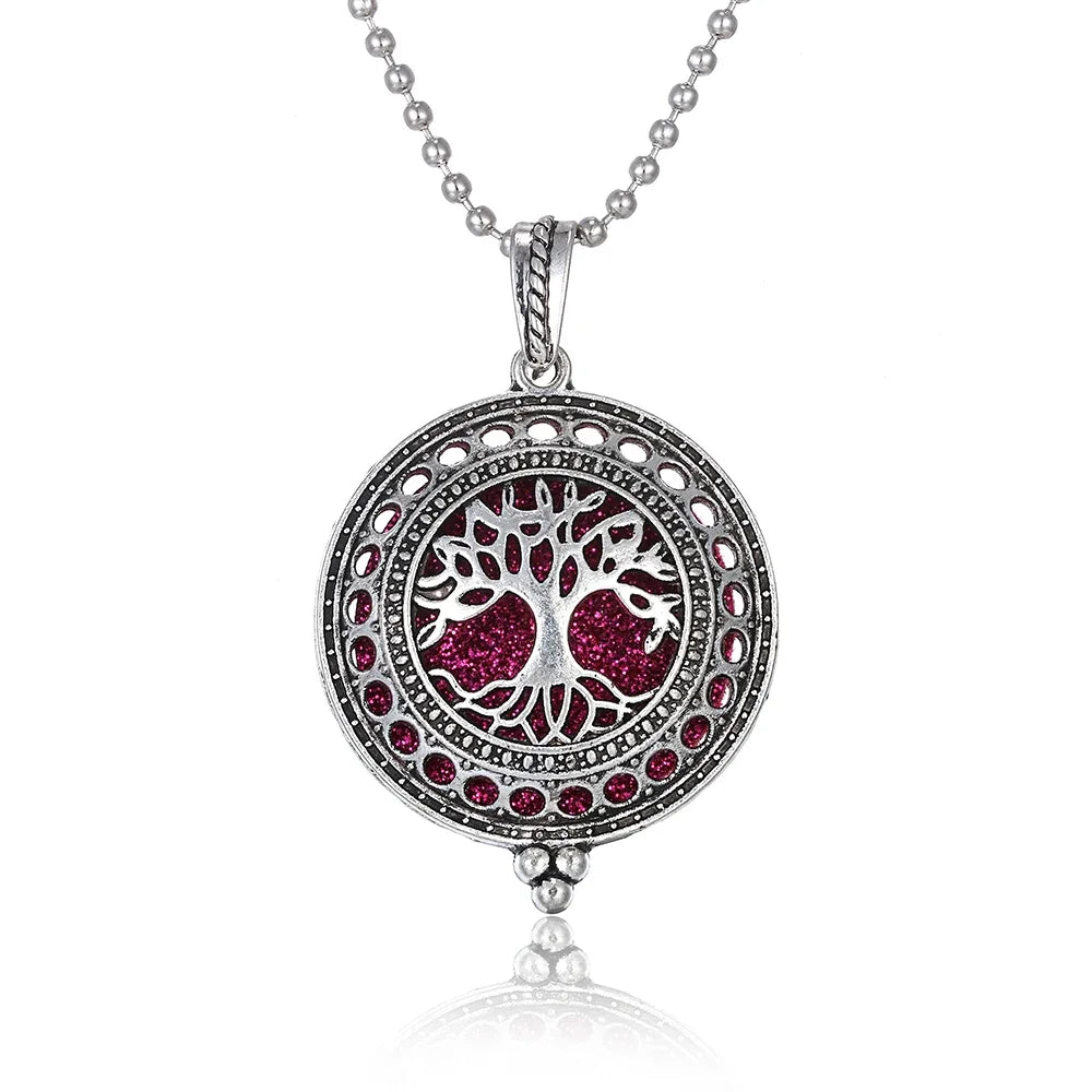 Aromatherapy Necklace Tree of Life Diffuser Jewelry Vintage Open Locket Pendant Essential Oil Perfume Aroma Diffuser Necklace