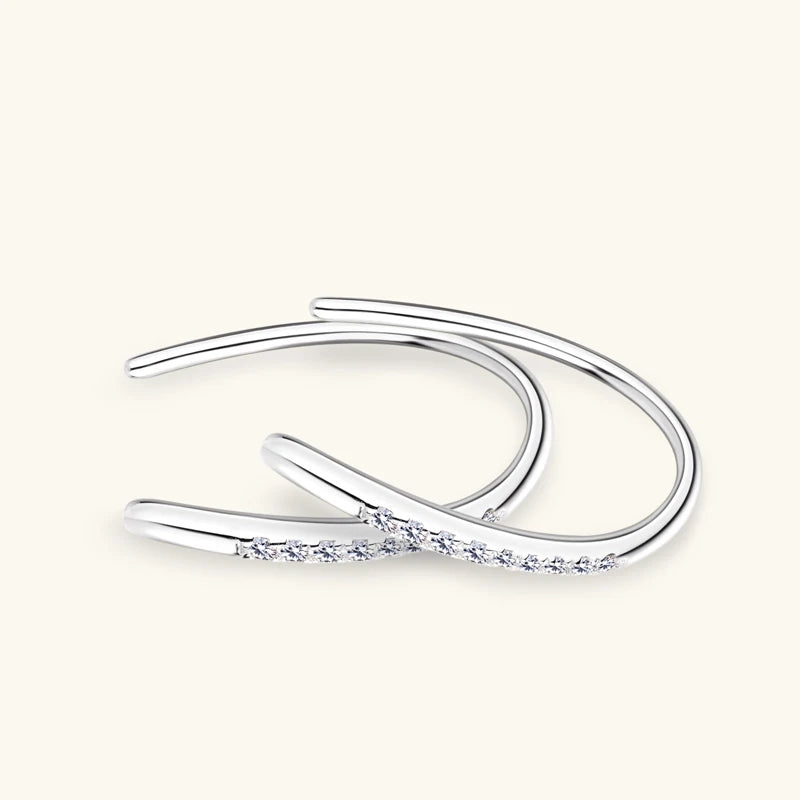 OXTAO Hoops 925 Sterling Silver Moissanite Earrings For Women Sparkling Lab Dimoand U-Shaped Earrings Luxury Jewelry Gifts GRA