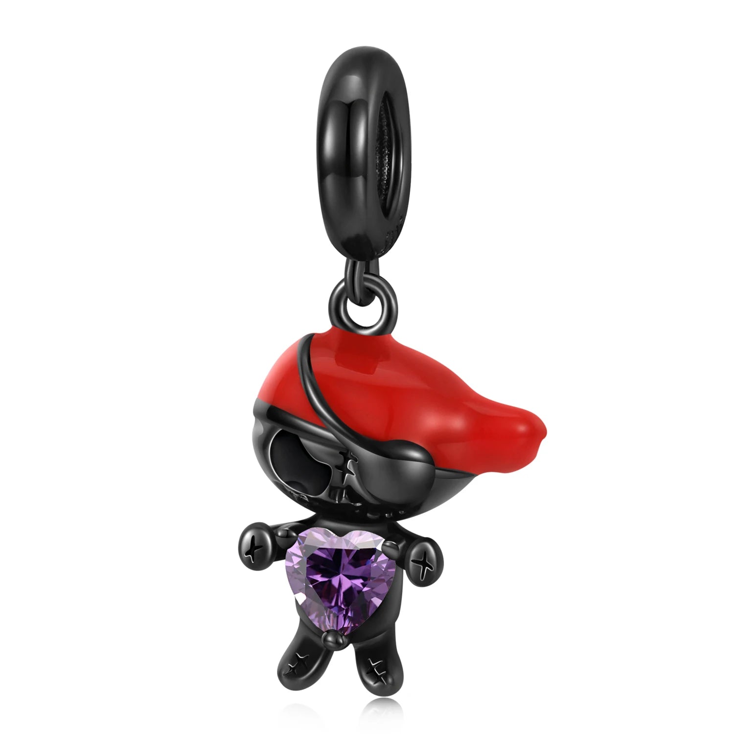 925 Sterling Silver Black Heart Left Right Face Butterfly Octopus Skull Halloween Beads for Charms Bracelet Pendant Diy Bracelet