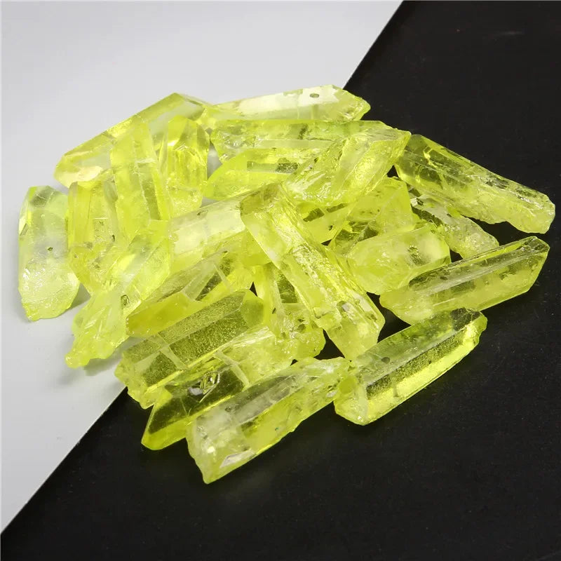 Natural Quartz Stick Beads Top Drilled Rainbow Crystal Loose  Point Beads For Jewelry DIY Healing Hairpin Wedding Halloween Gift