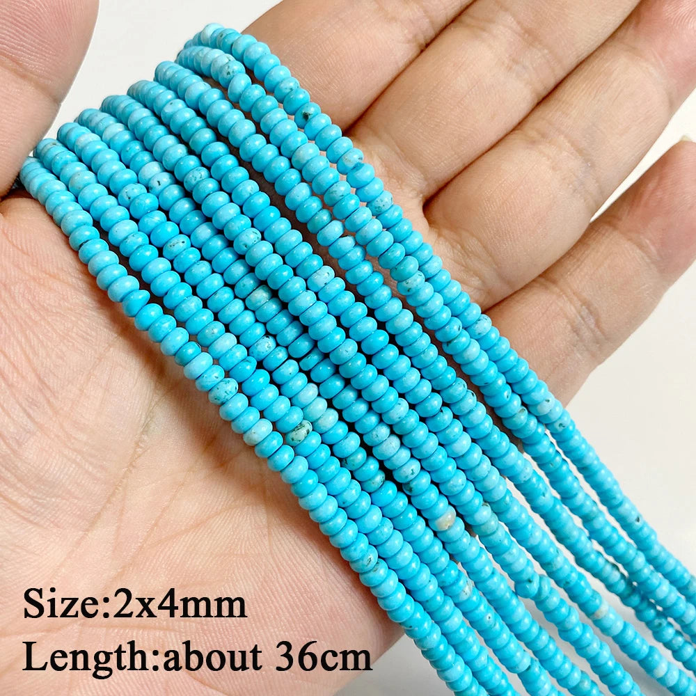 Wholesale Blue Turquoise Stone Beads Round Square Rondelle Irregular Loose Spacer Bead For Jewelry Making DIY Bracelet Necklace