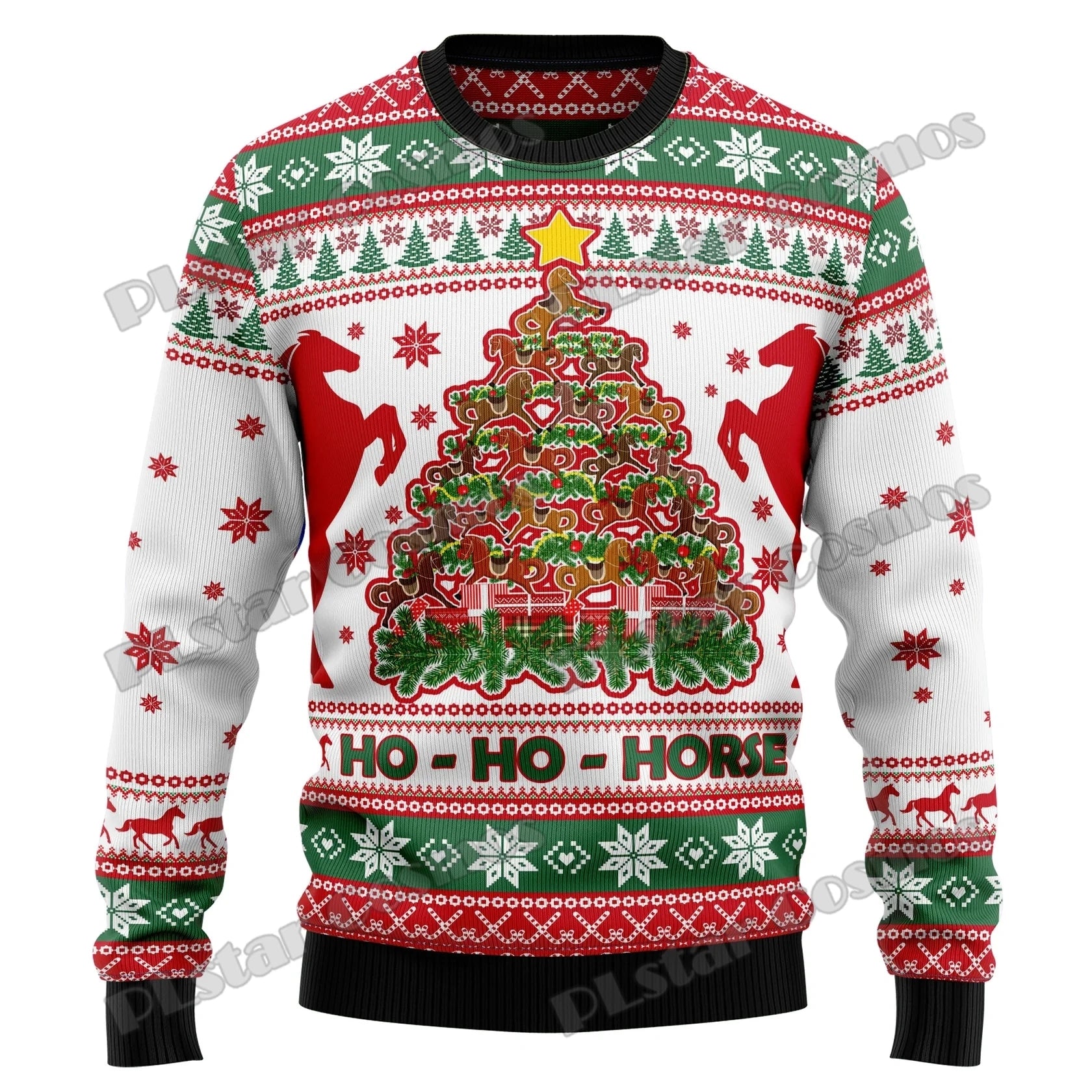 Funny Horse Christmas Graphic 3D Printed Fashion Men's Ugly Christmas Sweater Winter Unisex Casual Knit Pullover Sweater MYY15