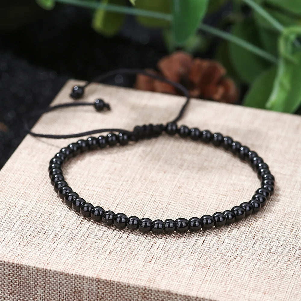 Noter New Braided Adjustable String Bracelet Unisex 4mm/6mm Obsidian Lava Tiger Eyes Stone Healing Braclet Cycling Accessories