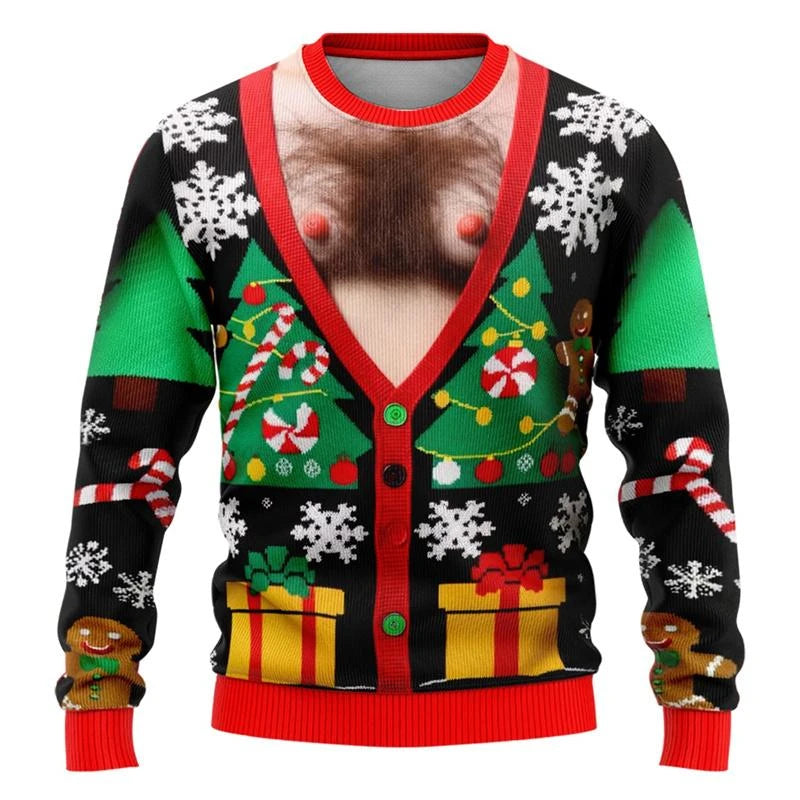 Christmas Fake Lapel Ugly Sweater For Men Hot Popular Loose Pullover Sweatshirt Festival Party Unique Gift Xmas Sweaters 2026