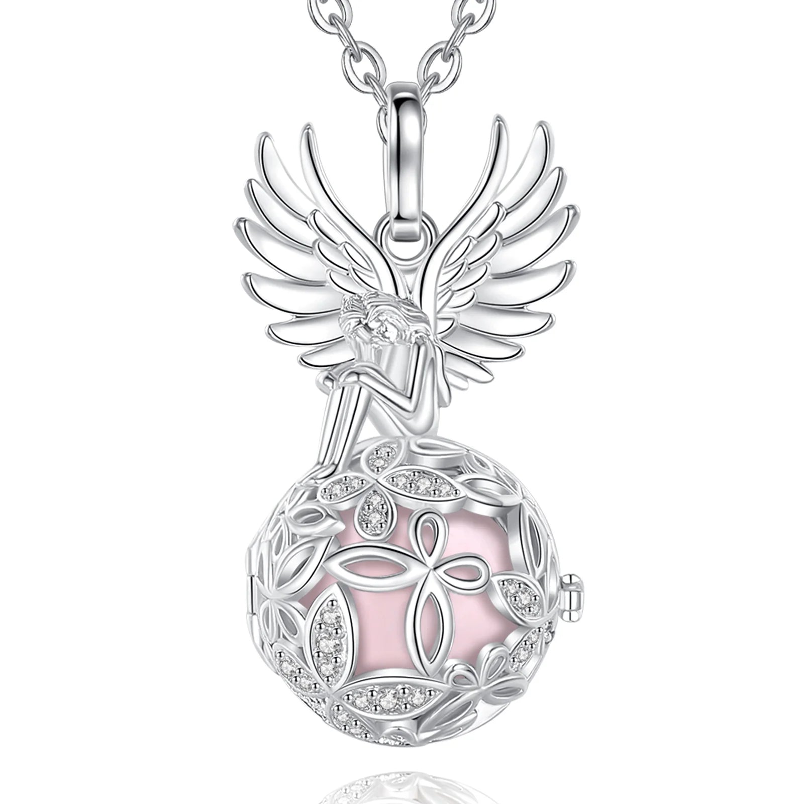 Eudora Angel Girl Flower Cage Necklace Amethyst Energy Healing Crystal Stone Jade Lapis Pendant Spiritual Jewelry Obsidian Gift