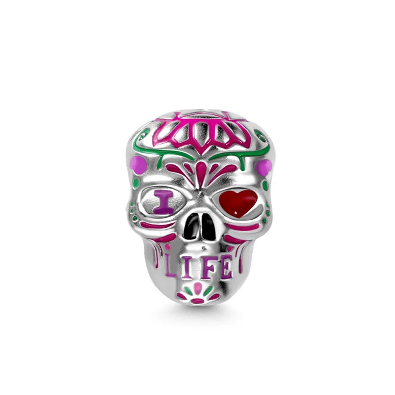 Miniso Gruseliges Skelett-Geister-Serie 925 Sterling Silber Charm Halloween Hut Perle Passend für Damen Original Schmuck Geschenk