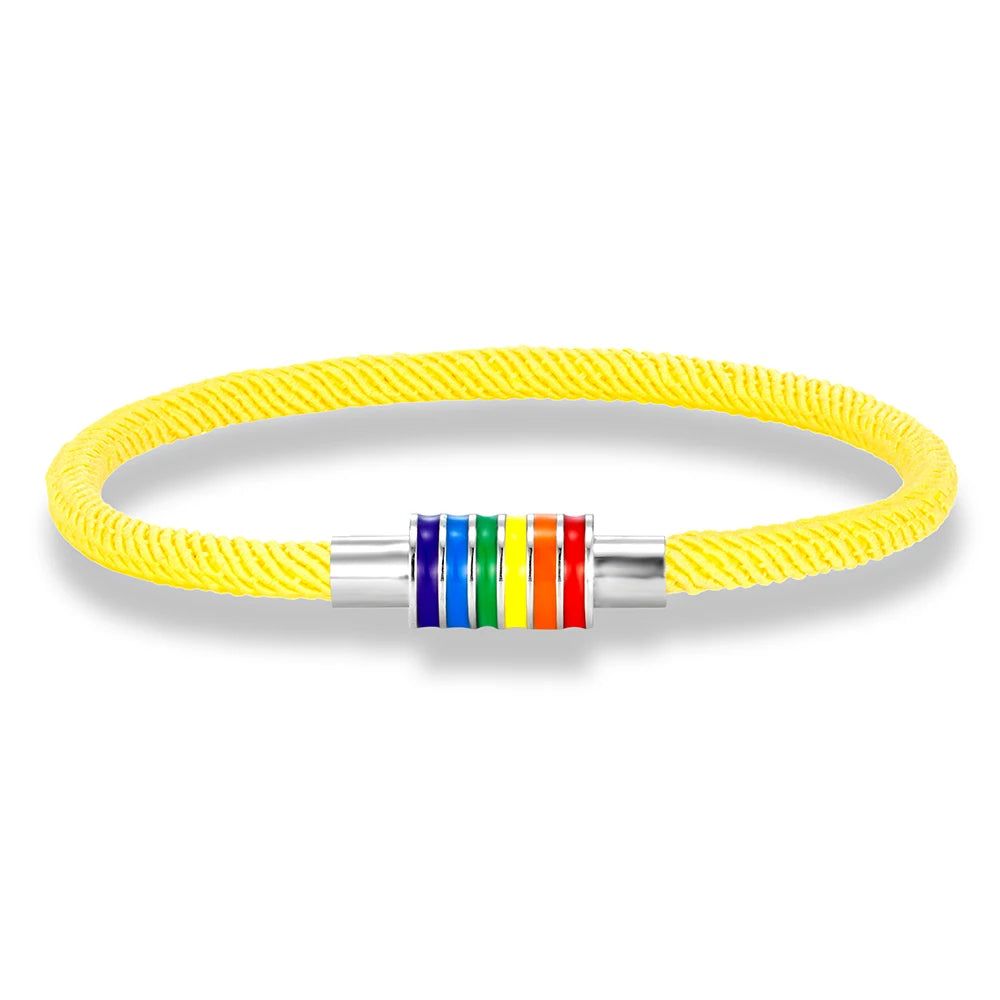 MKENDN Minimalist Rope Bracelet Unisex Stainless Steel Rainbow Clasp Waterproof Natuical Rope Braslet Gift For Lovers LGBT