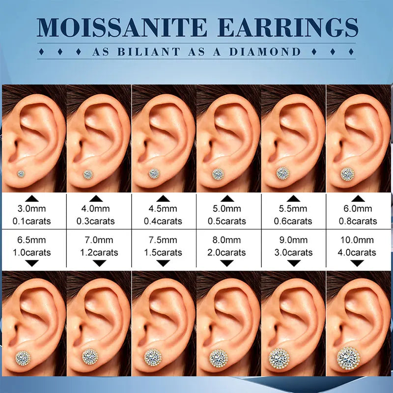 Boucles d'oreilles unisexes classiques rondes en moissanite VVS1 pour femme, bijoux fins de luxe, diamants de laboratoire, argent 925, cadeau idéal pour un mariage