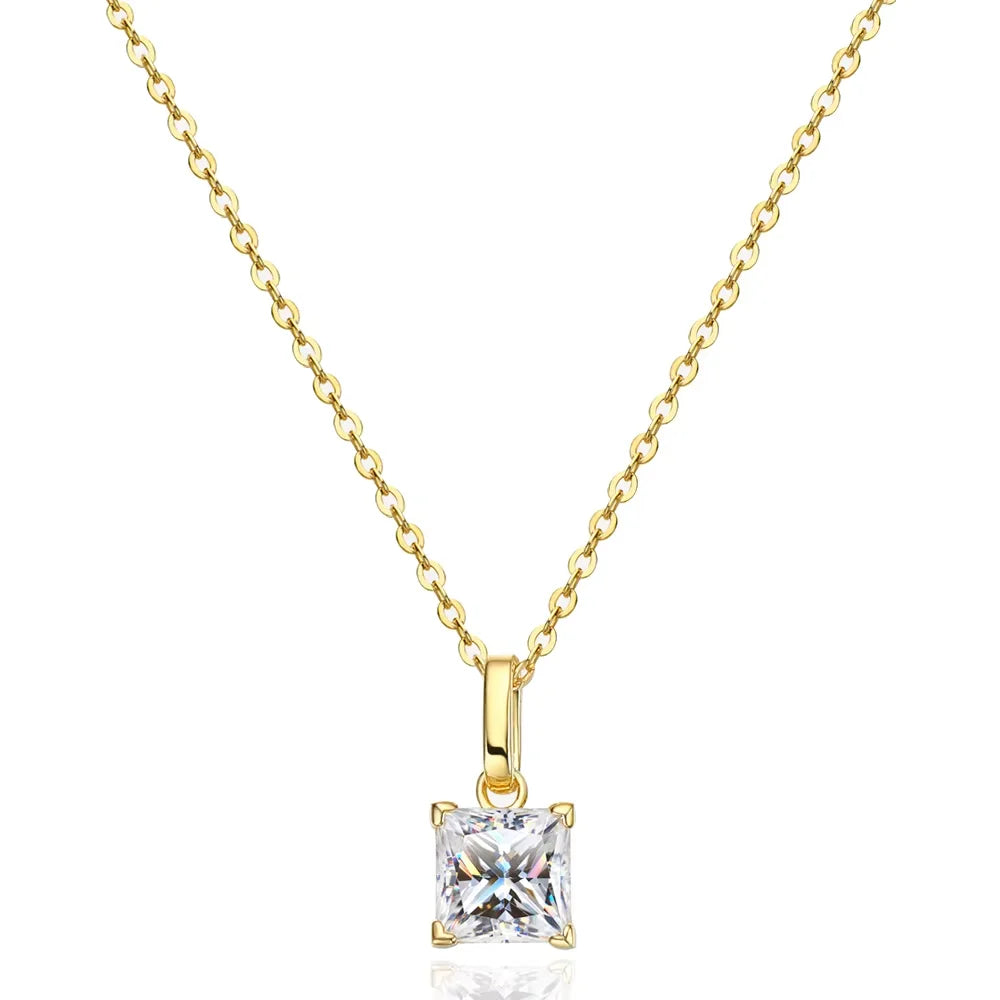Serenity 1.2ct Princess Cut D Color Moissanite Necklace For Women Gift 100% Solid 925 Sterling Silver Pendant Neck Chain Jewelry
