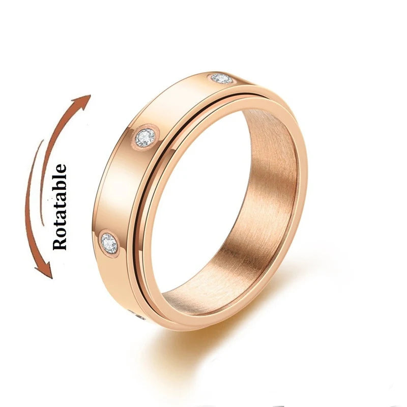 Silver Color Spinning Anxiety Rings for Men Women Star Moon Relaxing Ring 2025 Stainless Steel Anti Stress Rings Knuckle Jewelry