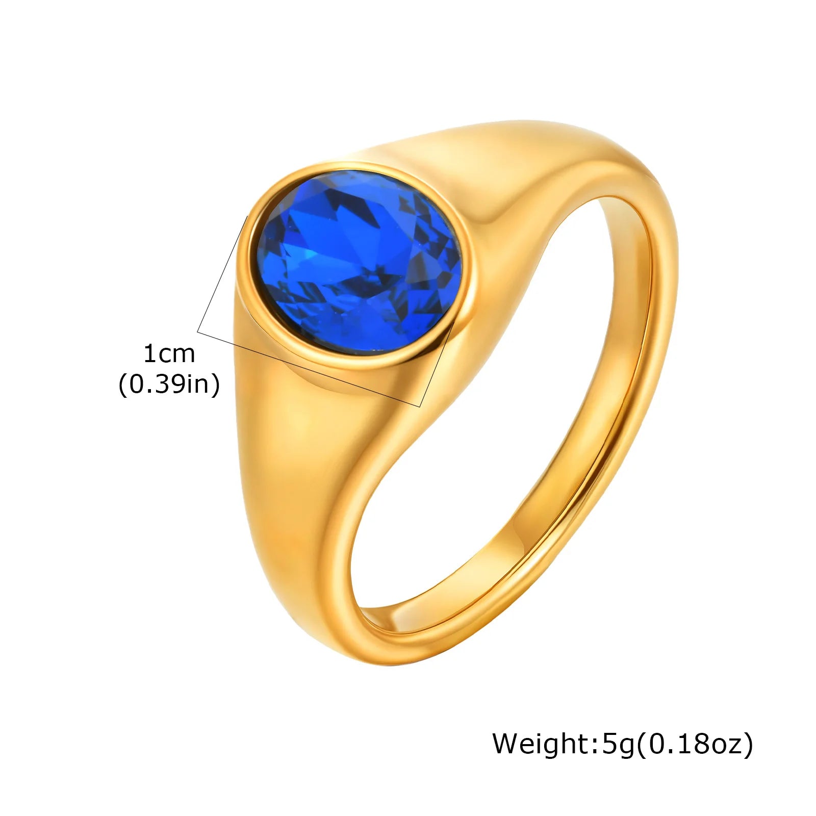 Vnox Minimalist Round Zircon Inlaid Rings For Women Men Stainless Steel Gold Color Elliptical Stone Ring Jewelry Never Lose - Madeinsea©