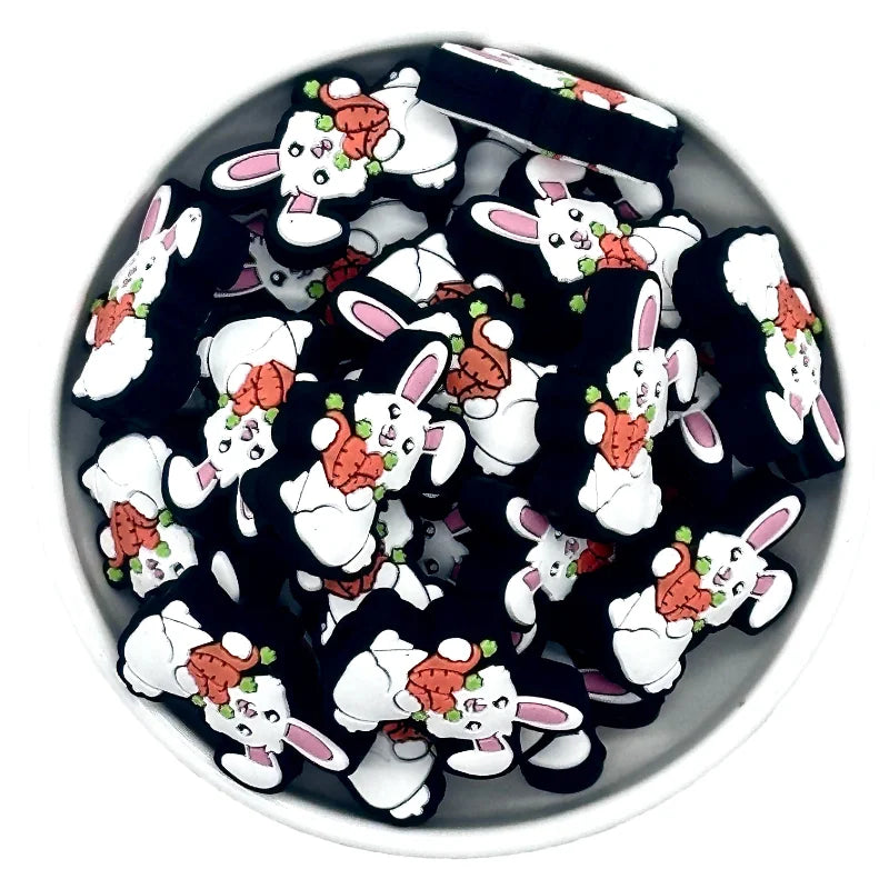 10/20PCS  Easter Series Silicone Focal Beads DIY Necklaces Jewelry Plastic Pen Beads Key Chain Car Decoration Chains Bag Chains