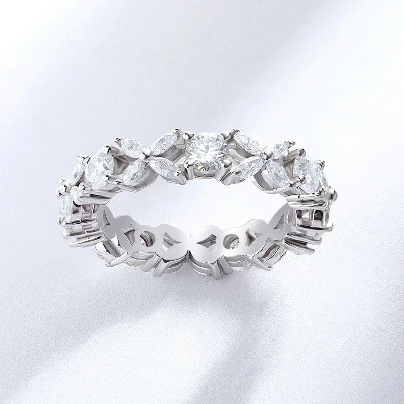 D Color Full Moissanite Ring for Women Butterfly 925 Sterling Silver Marquise Round Cut Diamond Eternity Wedding Band Jewelry - Madeinsea©