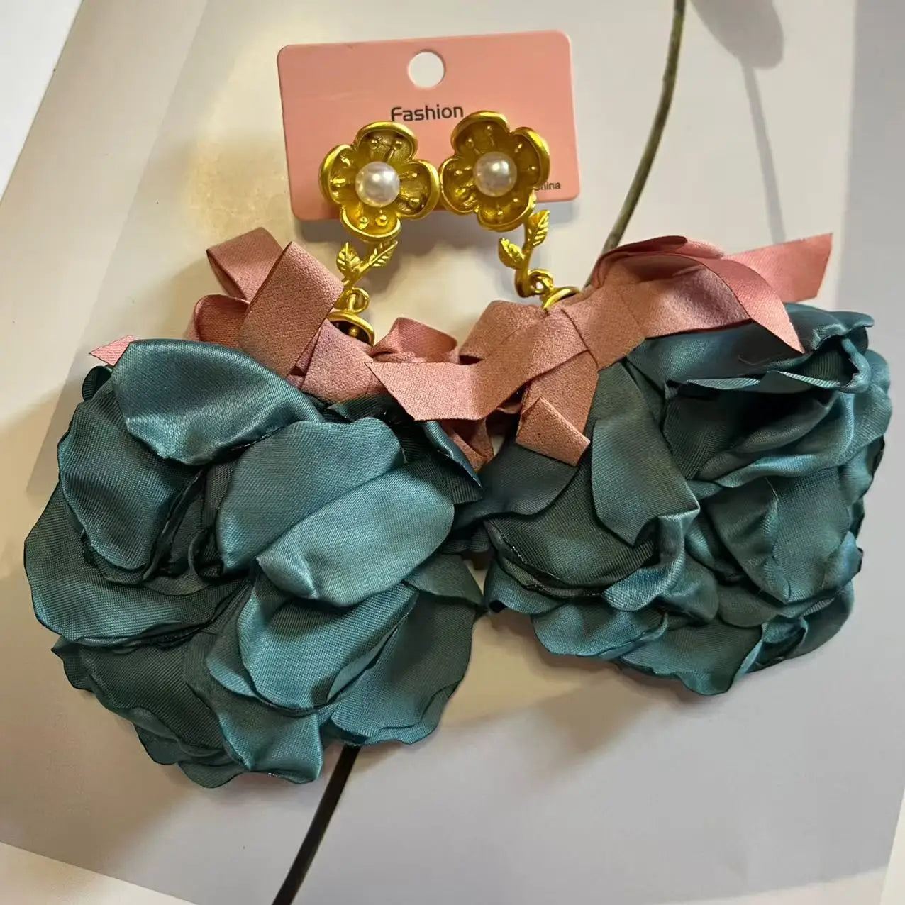 ZAA Personalized Trendy Resin Flower Water Drop Long Earrings