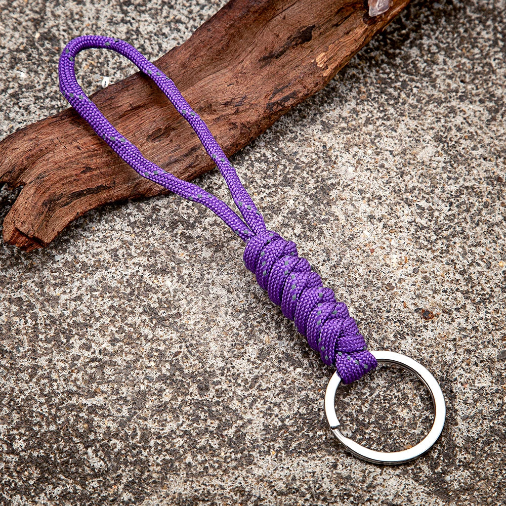 MKENDN High Strength Parachute Cord Keychain Outdoor Rock Climbing Camping Emergency Survival Paracord Lanyard Metal Key Ring