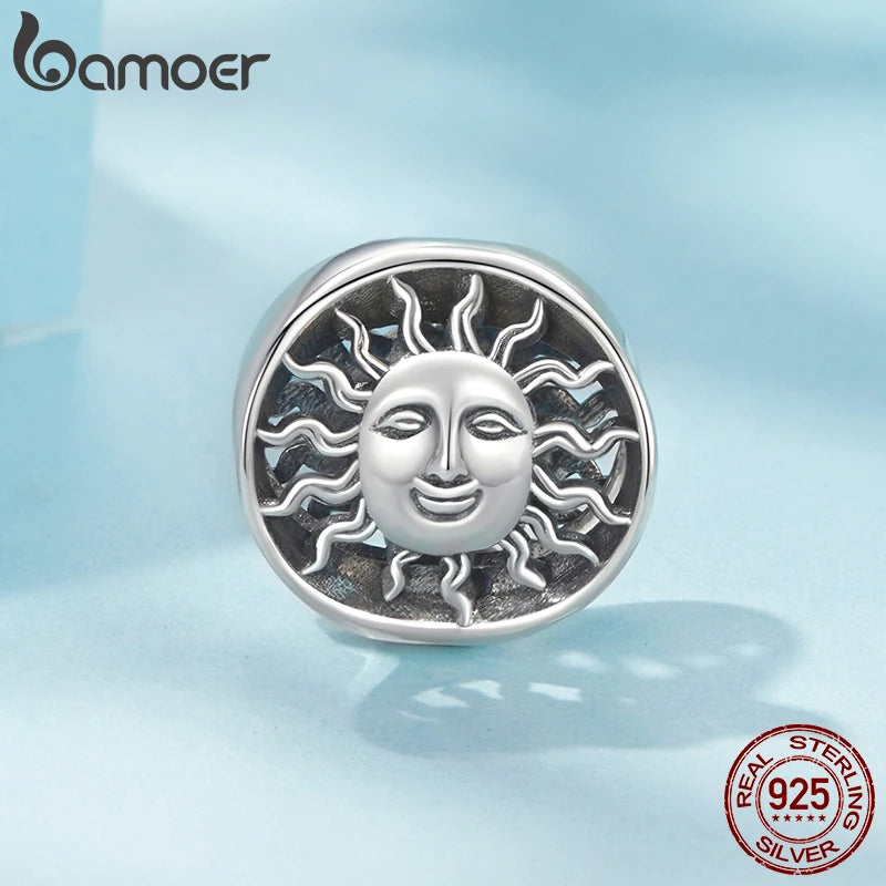 BAMOER Solid 925 Sterling Silver Sun God Guardian Charm fit Original Bracelet DIY Jewelry Accessories bamoer Beads SCC3065