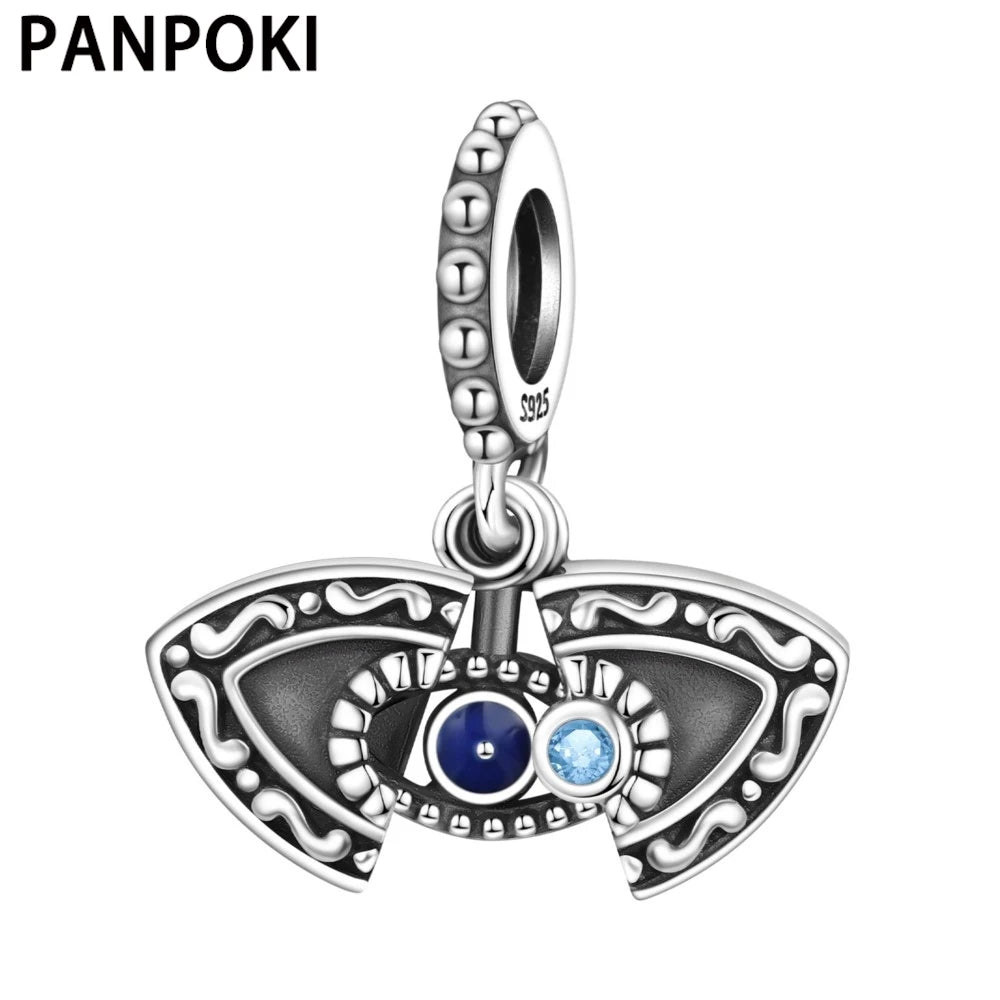 PANPOKI 925 Sterling Silver Lucky Eye Box Pendant Beads Original Pendants Bracelet Charm Jewelry Party DIY Trendy Gifts