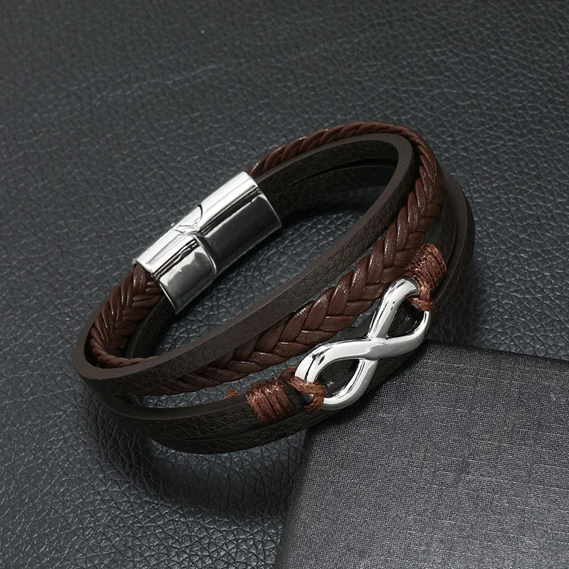 Trendy Leather Bracelets Men Stainless Steel Multilayer Braided Rope Bracelets For Male Bracelets Jewelry Pulsera Hombre - Madeinsea©
