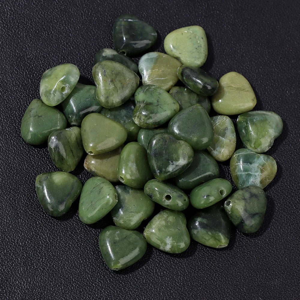 Natural Gems Heart Shape Stone Bead Central Drilled Fluorite Quartzs Loose Spacer Beads For Jewelry Making DIY Bracelet Earrings