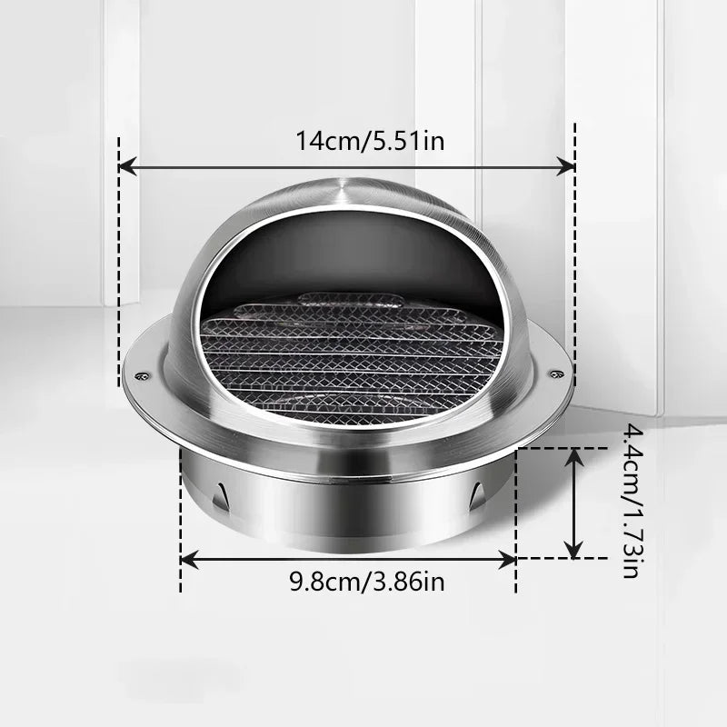 304 Stainless Steel Air Vent Round Wall Vent Outlet Cover Ventilating Fan Prevents Pipe Blockage Louvered Grille Cover Blocking