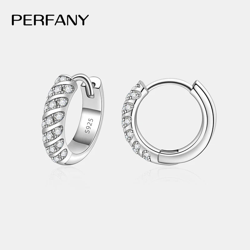 PERFANY All Moissanite Hoop Earrings Women S925 Pure Silver Laboratory Diamond Fashion Wedding Party Jewelry - Madeinsea©