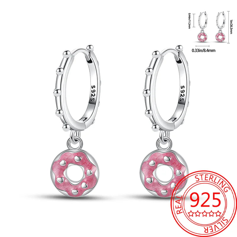 Pink Series 925 Sterling Silver Romantic Flower Butterfly Unicorn Tulip Geometry Earrings Boutique Fine Jewelry Gifts for Women