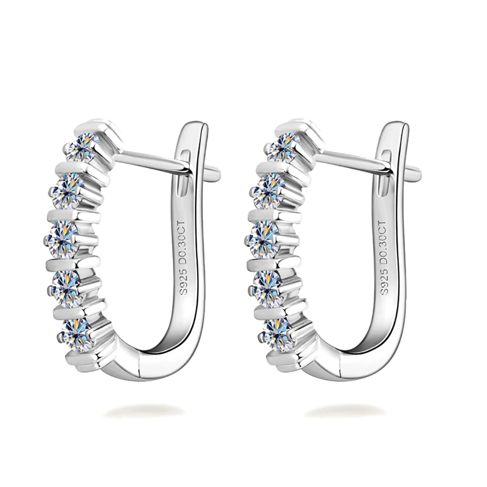 Serenity 2.5mm D Color Real Moissanite U Shape Earrings For Women Man Anniversary Gift 925 Sterling Silver Stud Ear Fine Jewelry - Madeinsea©