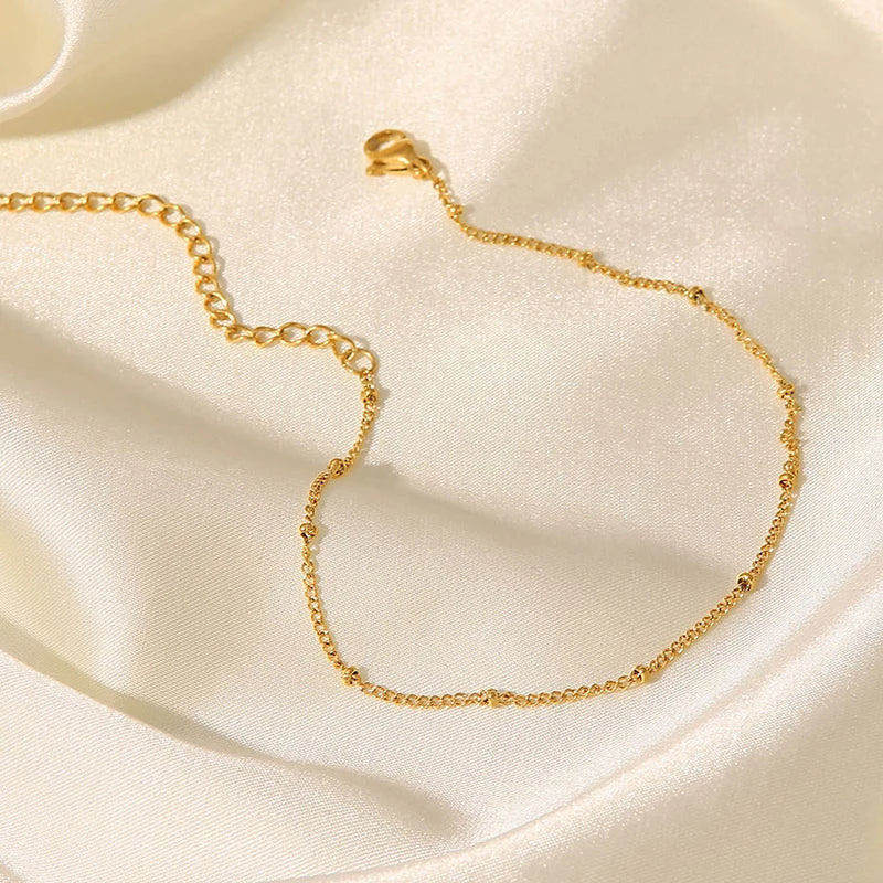 Ins 18K vergoldet zierliche Zirkonia runder Charm Kugel Kette Fußkettchen für Frauen wasserdichter Fußschmuck Sommerurlaub