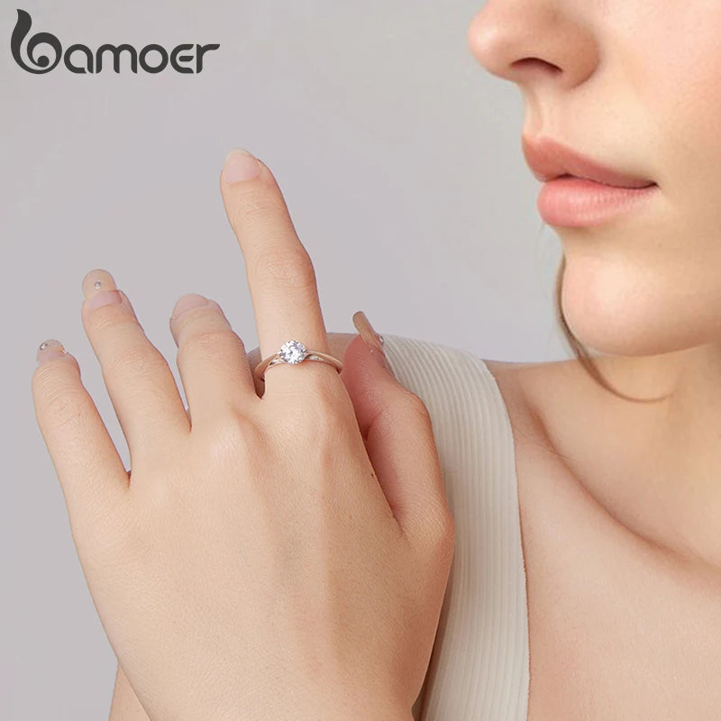 BAMOER 925 Sterling Silber Drehring Statement-Ring Stressabbau Spinner-Bandring für Damen Freundin Verlobung Besonderes Geschenk