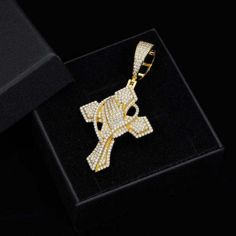 TUHE Full Moissanite Cross Pendant Necklace Original 925 Sterling Sliver Chain Plated 18k White Gold Fine Necklace For Women