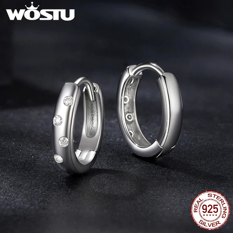 WOSTU D Color Moissanite Hoop Earrings Round Cut Lab Diamond 925 Sterling Sliver Bubbles Ear Clip for Women Mother's Day Gifts