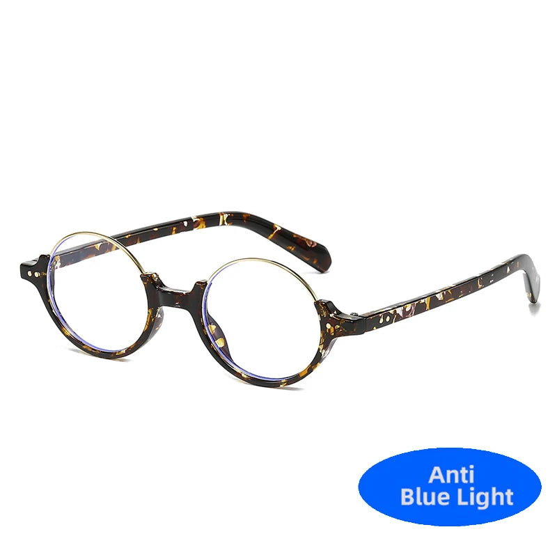 2025 Vintage Halbrahmen Runde Anti Blaulicht Brille Klare Linse Mode Kunststoffrahmen Brille Optische Männer Frauen Brillengestell
