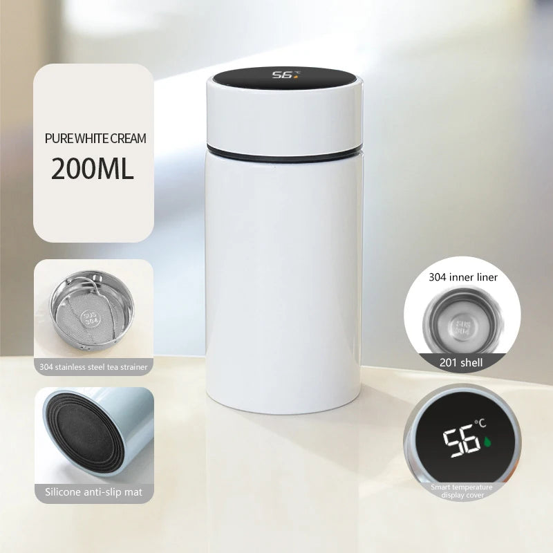 200ML Smart Thermos Water Bottle Intelligent Temperature Display Stainless Steel Vacuum Flasks Thermoses With Filter Tee Cup